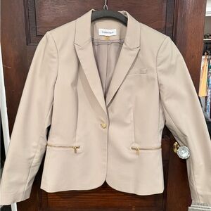 Calvin Klein Light Tan Blazer with Gold Accents